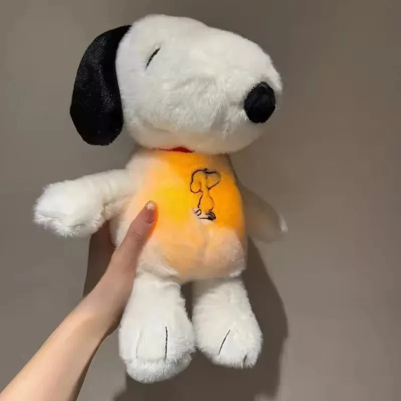 New Baby Breathing Soothing Snoopy White Dog Plush Doll Sleeping Companion Music and Light Doll Sensory Stuffed Toy Kid Gifts